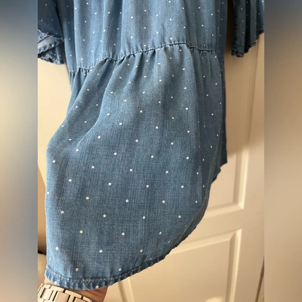 Chelsea & Theodore Blue Polka Dot Women's Mini Dress Size Petite Large - Picture 5 of 14